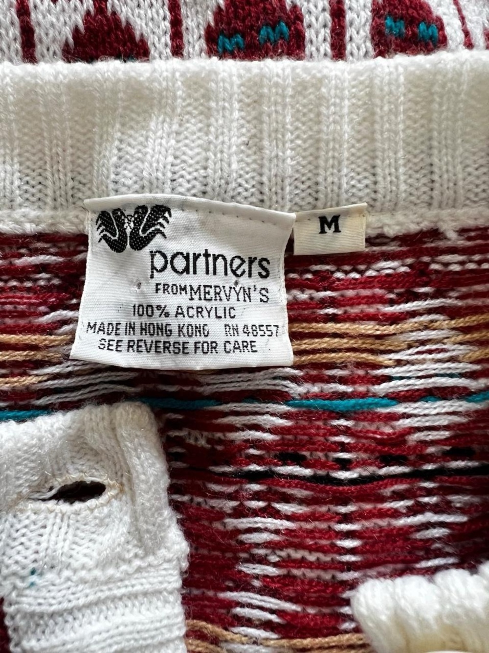 Vintage Fair Isle Puff Sleeve Knit Cardigan Sweater Folk Prairie Cottagecore M - Picture 3 of 6